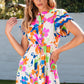 Tiered Printed Round Neck Cap Sleeve Dress