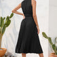 Swiss Dot Tie Neck Sleeveless Dress