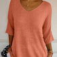 V-Neck Three-Quarter Sleeve Knit Top