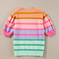 Striped Round Neck Half Sleeve Sweater