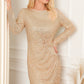 Sequin Knot Round Neck Long Sleeve Mini Dress