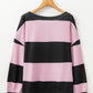 High-Low Color Block Round Neck Long Sleeve T-Shirt