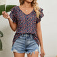 V-Neck Short Sleeve Blouse