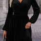 Surplice Long Sleeve Velvet Dress