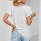 Eyelet Layered Flutter Sleeve V-Neck Knit Top