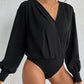 Surplice Ruched Long Sleeve Bodysuit