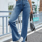 Slit High Waist Jeans with Pockets