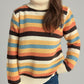 Contrast Stripes Turtleneck Long Sleeve Sweater