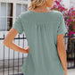 Eyelet Quarter Button Short Sleeve T-Shirt