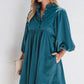 Quarter Snap Three-Quarter Sleeve Dress with Pockets