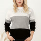 Striped Color Block Long Sleeve Knit Top