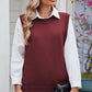 Buttoned Round Neck Sweater Vest