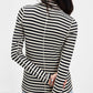 Exposed Seam Striped Turtleneck Long Sleeve T-Shirt