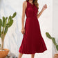 Swiss Dot Tie Neck Sleeveless Dress