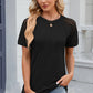 Openwork Round Neck Short Sleeve T-Shirt