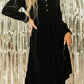 Ruffle Hem Slit V-Neck Long Sleeve Dress - Michelle Francisco