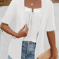 Full Size Faux Layered Decorative Button Half Sleeve Blouse