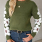 Flower Round Neck Long Sleeve Sweater