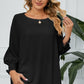 Smocked Lantern Sleeve Round Neck Blouse