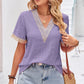 Eyelet V-Neck Short Sleeve T-Shirt