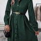 Ruched Button Up Long Sleeve Dress