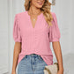 Eyelet Notched Short Sleeve T-Shirt