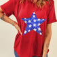 Sequin Star Round Neck Short Sleeve T-Shirt