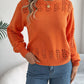 Openwork Round Neck Long Sleeve Sweater