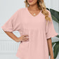 Peplum V-Neck Half Sleeve T-Shirt