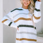 Striped Round Neck Dropped Shoulder Sweater