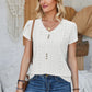 Decorative Button Eyelet V-Neck Short Sleeve T-Shirt