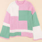 Color Block Round Neck Drop Shoulder Sweater