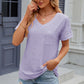 Eyelet V-Neck Short Sleeve T-Shirt