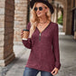 Half-Zip V-Neck Long Sleeve Top