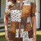 Printed Notched Short Sleeve Blouse