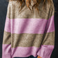 Color Block Round Neck Long Sleeve Sweater