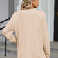 Striped Notched Long Sleeve T-Shirt