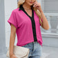 Eyelet Johnny Collar Short Sleeve T-Shirt