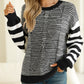 Striped Round Neck Dropped Shoulder Sweater