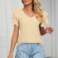 Eyelet Layered Flutter Sleeve V-Neck Knit Top