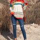 Contrast Striped Turtleneck Dropped Shoulder Sweater