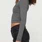 Scoop Neck Long Sleeve Cropped T-Shirt