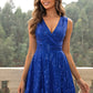 Sequin Surplice Neck Sleeveless Dress