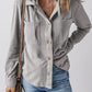 Drawstring Button Up Long Sleeve Hooded Jacket