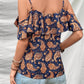 Ruffled Printed V-Neck Blouse