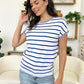 Striped Round Neck Cap Sleeve Knit Top