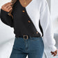 Two-Tone V-Neck Long Sleeve Sweater