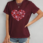 Heart Round Neck Short Sleeve T-Shirt