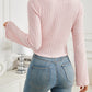 Ribbed Drawstring Long Sleeve T-Shirt