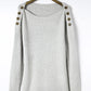 Side Slit Boat Neck Long Sleeve Sweater